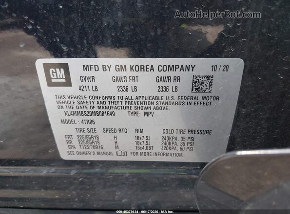 KL4MMBS20MB081649 2021 BUICK ENCORE Black Vista del compartimento del motor