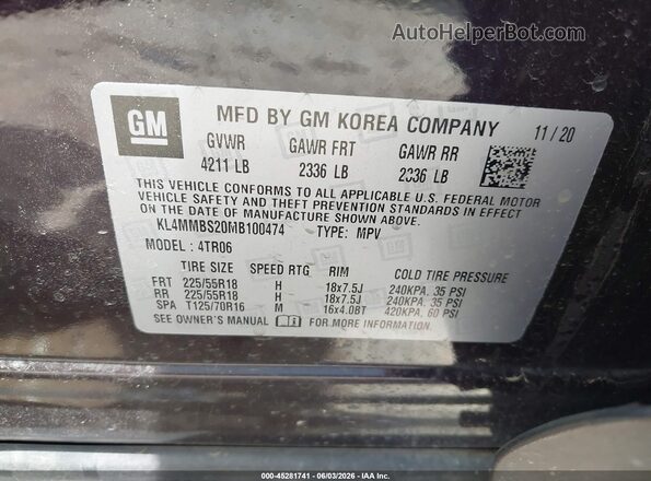 KL4MMBS20MB100474 2021 BUICK ENCORE Burgundy Engine compartment view