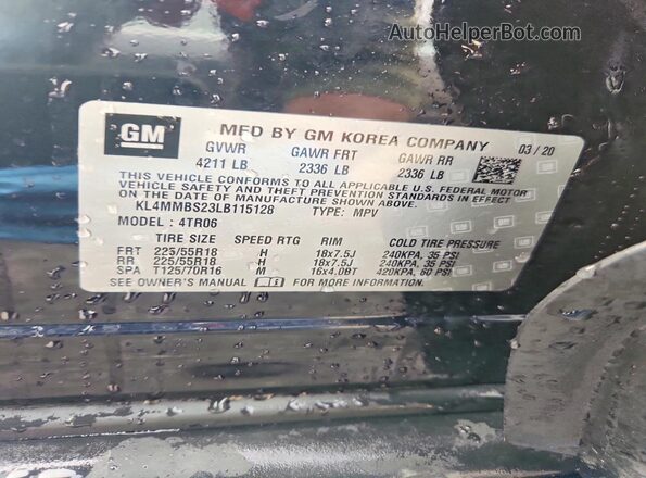 KL4MMBS23LB115128 2020 BUICK ENCORE Black Շարժիչի բաժամունքի տեսք