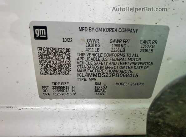 KL4MMBS23PB068415 2023 BUICK ENCORE White Engine compartment view