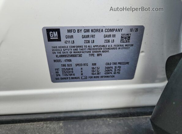 KL4MMBS25MB087382 2021 BUICK ENCORE Белый Вид подкапотного пространства