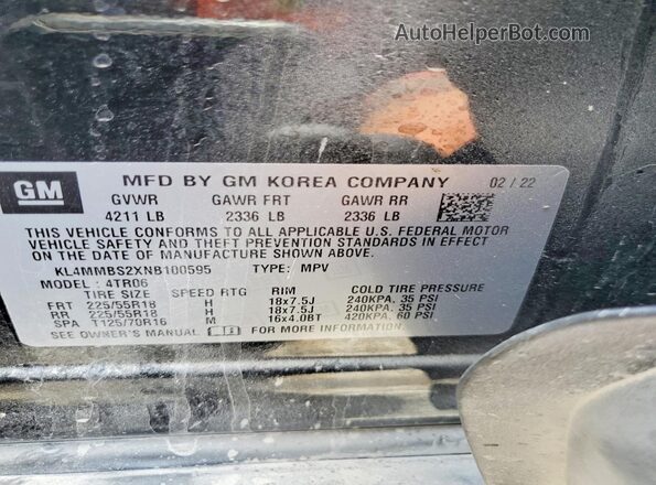 KL4MMBS2XNB100595 2022 BUICK ENCORE Black Շարժիչի բաժամունքի տեսք