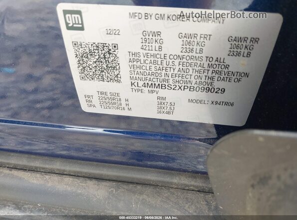 KL4MMBS2XPB099029 2023 BUICK ENCORE Синий Вид подкапотного пространства