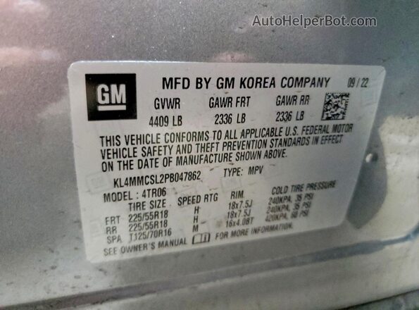 KL4MMCSL2PB047862 2023 BUICK ENCORE Gray VIN sticker view