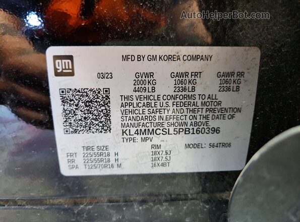 KL4MMCSL5PB160396 2023 BUICK ENCORE Black VIN კოდის სტიკერის ხედი