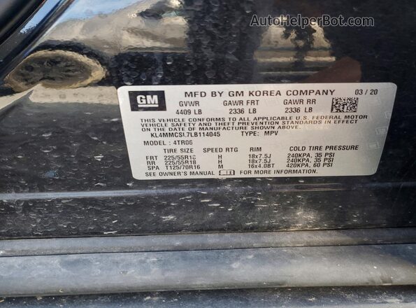KL4MMCSL7LB114045 2020 BUICK ENCORE Black 