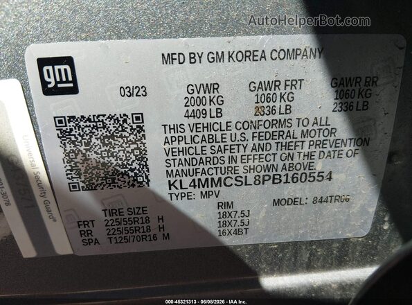 KL4MMCSL8PB160554 2023 BUICK ENCORE Gray Շարժիչի բաժամունքի տեսք