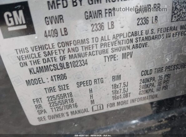 KL4MMCSL9LB102334 2020 BUICK ENCORE Black Շարժիչի բաժամունքի տեսք