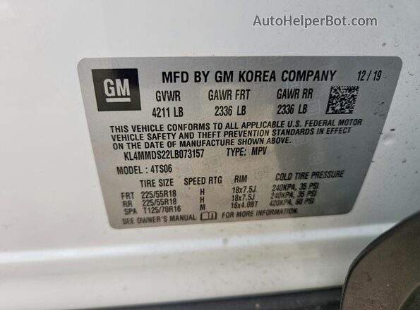 KL4MMDS22LB073157 2020 BUICK ENCORE Белый Панорамный вид салона 360°
