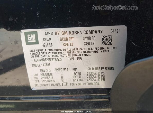 KL4MMDS22MB180565 2021 BUICK ENCORE Black Вид підкапотного простору