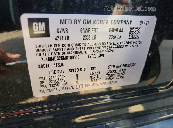 KL4MMDS26MB180648 2021 BUICK ENCORE Black VIN sticker view