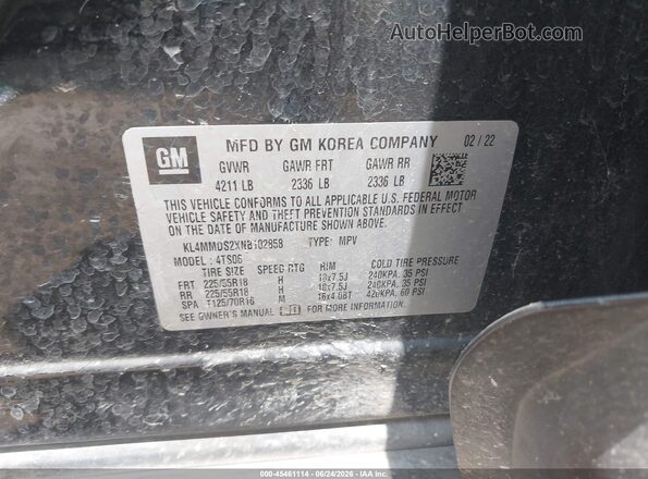 KL4MMDS2XNB102858 2022 BUICK ENCORE Черный Вид подкапотного пространства