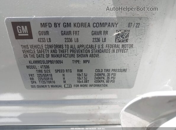 KL4MMDSL0PB019094 2023 BUICK ENCORE White Engine compartment view