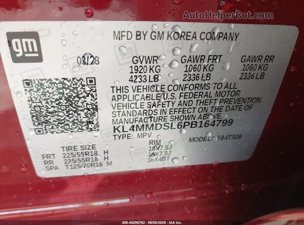 KL4MMDSL6PB164799 2023 BUICK ENCORE Red ძრავის განყოფილების ხედი