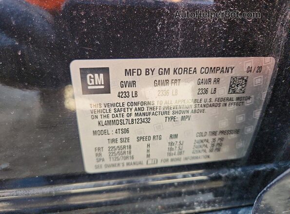 KL4MMDSL7LB123432 2020 BUICK ENCORE Black Вид наклейки з VIN-кодом