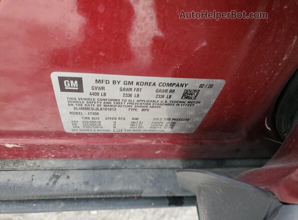 KL4MMESL0LB101813 2020 BUICK ENCORE Red Շարժիչի բաժամունքի տեսք