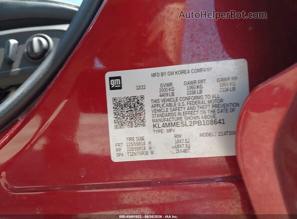 KL4MMESL2PB108641 2023 BUICK ENCORE Red ძრავის განყოფილების ხედი