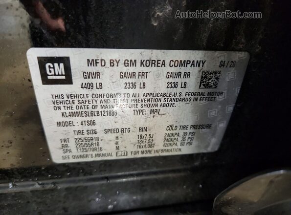 KL4MMESL6LB121886 2020 BUICK ENCORE Black 360 interior view
