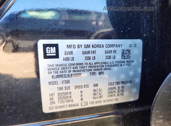 KL4MMESL8LB118388 2020 BUICK ENCORE Black Вид підкапотного простору
