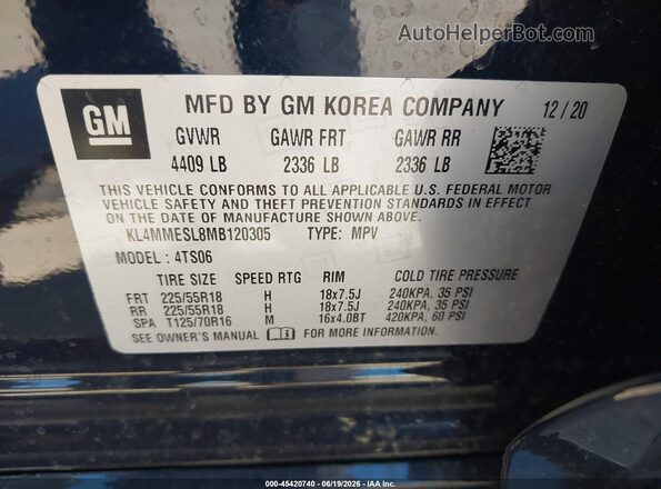 KL4MMESL8MB120305 2021 BUICK ENCORE Black Engine compartment view