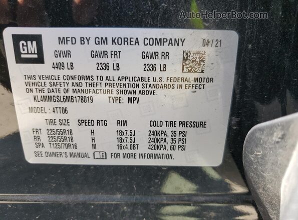 KL4MMGSL6MB178019 2021 BUICK ENCORE Black Engine compartment view
