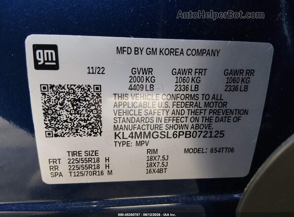 KL4MMGSL6PB072125 2023 BUICK ENCORE Blue Вид підкапотного простору