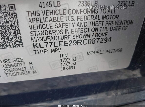 KL77LFE29RC087294 2024 CHEVROLET TRAX Blue Widok komory silnika