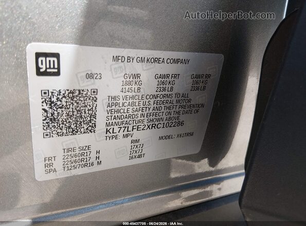 KL77LFE2XRC102286 2024 CHEVROLET TRAX Silver Вид підкапотного простору