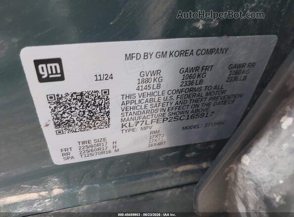 KL77LFEP2SC165917 2025 CHEVROLET TRAX Green Շարժիչի բաժամունքի տեսք