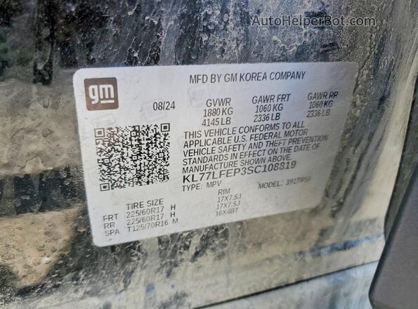 KL77LFEP3SC108819 2025 CHEVROLET TRAX Black VIN կոդի պիտակի տեսք