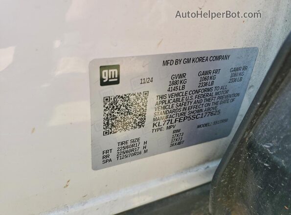 KL77LFEP5SC177625 2025 CHEVROLET TRAX White Vista del compartimento del motor
