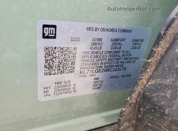 KL77LGE20RC163278 2024 CHEVROLET TRAX Green 