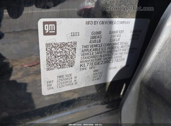 KL77LGE23RC174209 2024 CHEVROLET TRAX Black Շարժիչի բաժամունքի տեսք