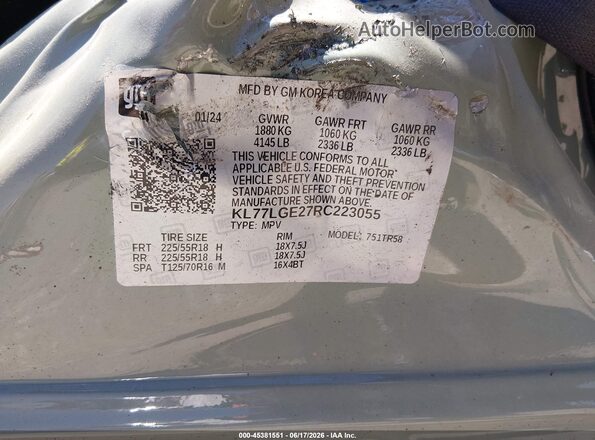 KL77LGE27RC223055 2024 CHEVROLET TRAX Green Vista del compartimento del motor