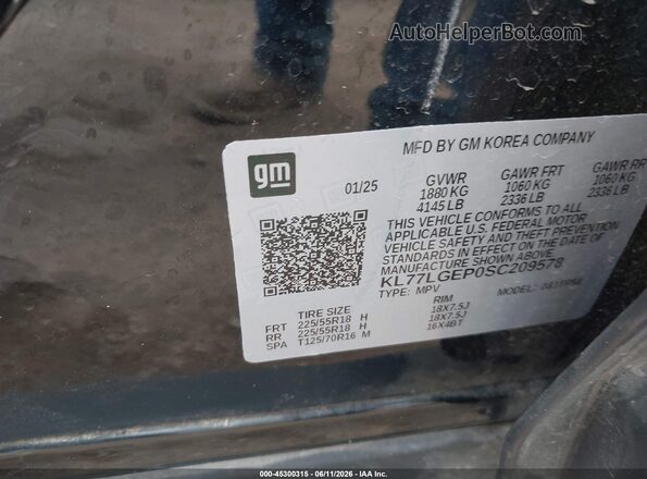 KL77LGEP0SC209578 2025 CHEVROLET TRAX Черный Вид подкапотного пространства