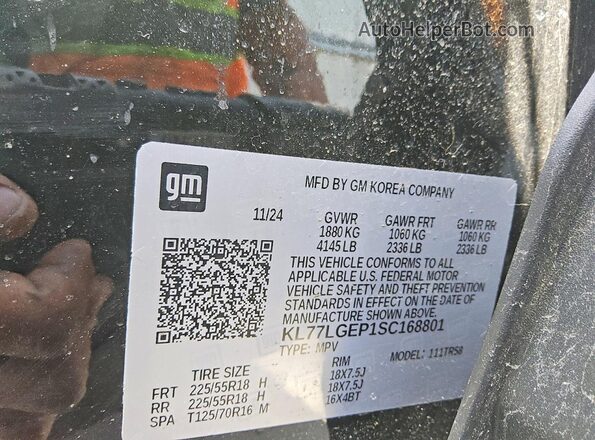 KL77LGEP1SC168801 2025 CHEVROLET TRAX Black 