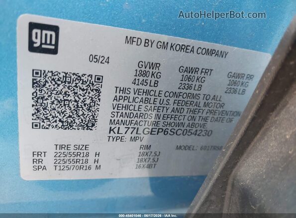 KL77LGEP6SC054230 2025 CHEVROLET TRAX Blue Vista del compartimento del motor