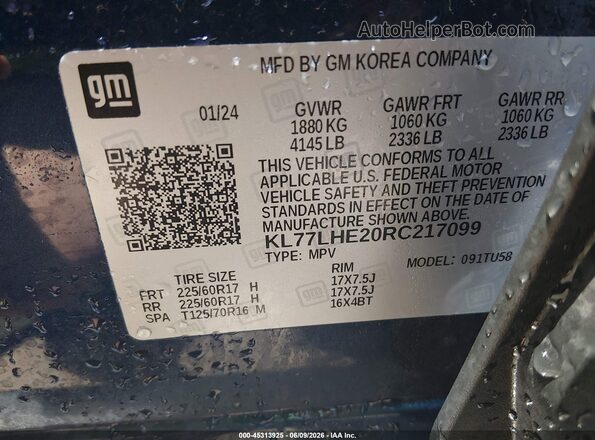 KL77LHE20RC217099 2024 CHEVROLET TRAX Blue Շարժիչի բաժամունքի տեսք