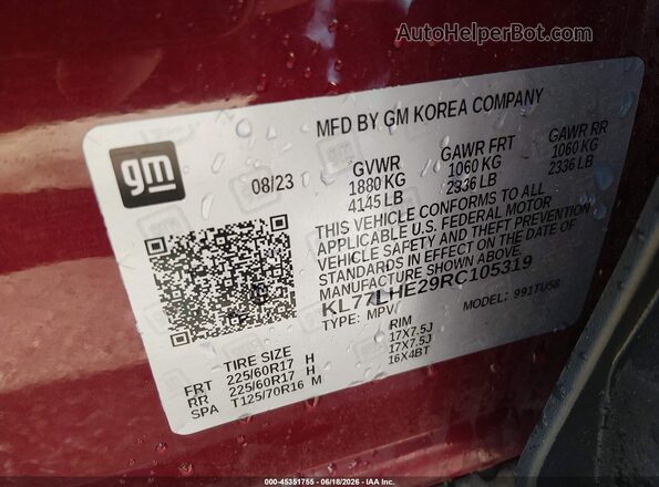 KL77LHE29RC105319 2024 CHEVROLET TRAX Red Vista del compartimento del motor