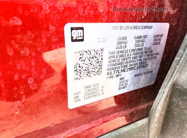 KL77LHE29RC187603 2024 CHEVROLET TRAX Maroon Vista del compartimento del motor