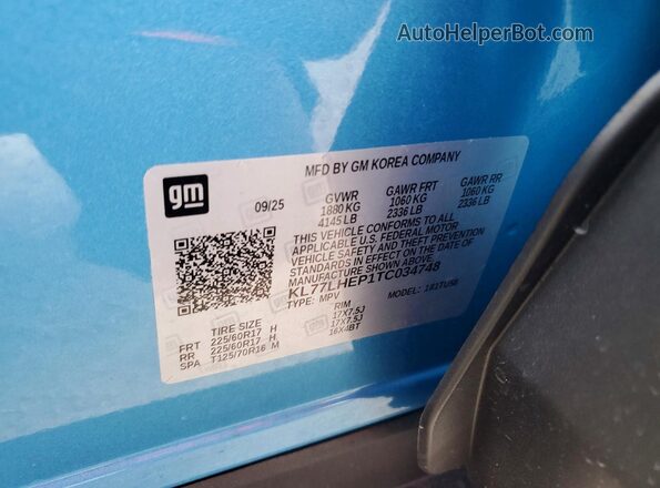 KL77LHEP1TC034748 2026 CHEVROLET TRAX Blue 