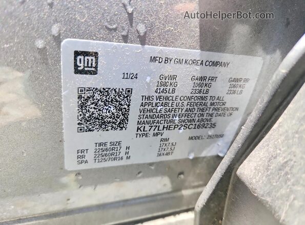KL77LHEP2SC169235 2025 CHEVROLET TRAX Gray 