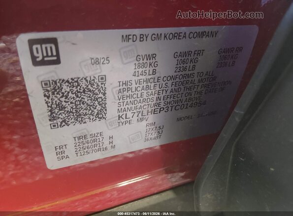 KL77LHEP3TC014954 2026 CHEVROLET TRAX Красный Вид подкапотного пространства