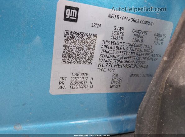KL77LHEP4SC205944 2025 CHEVROLET TRAX Blue Engine compartment view