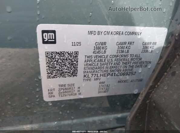 KL77LHEP4TC069252 2026 CHEVROLET TRAX Серый Вид подкапотного пространства