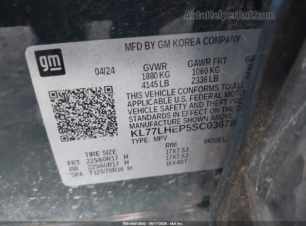 KL77LHEP5SC036789 2025 CHEVROLET TRAX Gray Engine compartment view