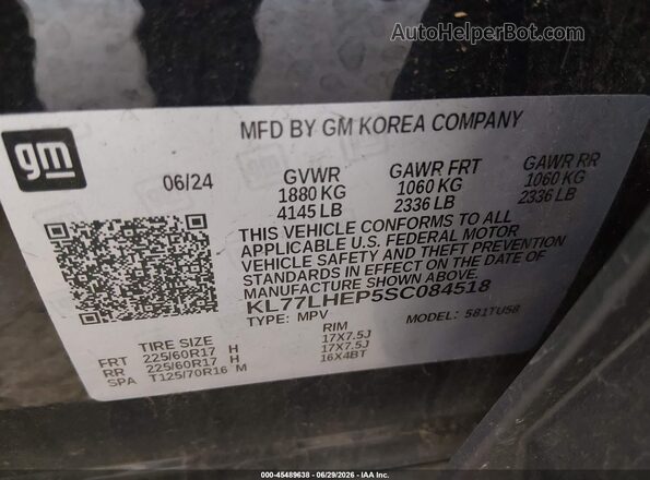 KL77LHEP5SC084518 2025 CHEVROLET TRAX Black Vista del compartimento del motor