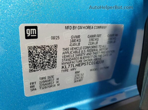 KL77LHEP5TC014339 2026 CHEVROLET TRAX Blue 