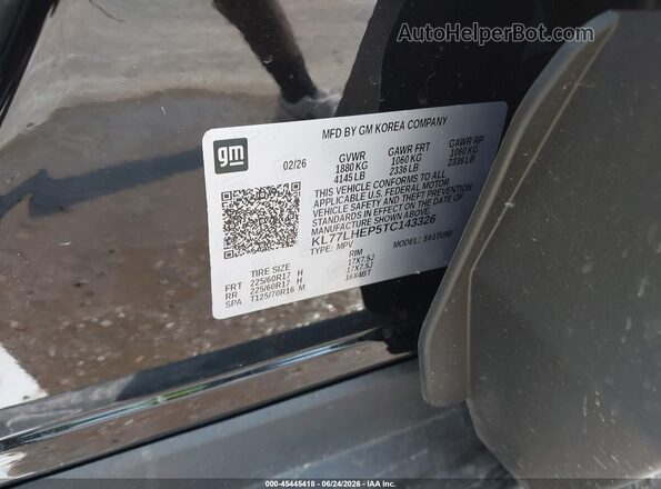 KL77LHEP5TC143326 2026 CHEVROLET TRAX Black Widok komory silnika