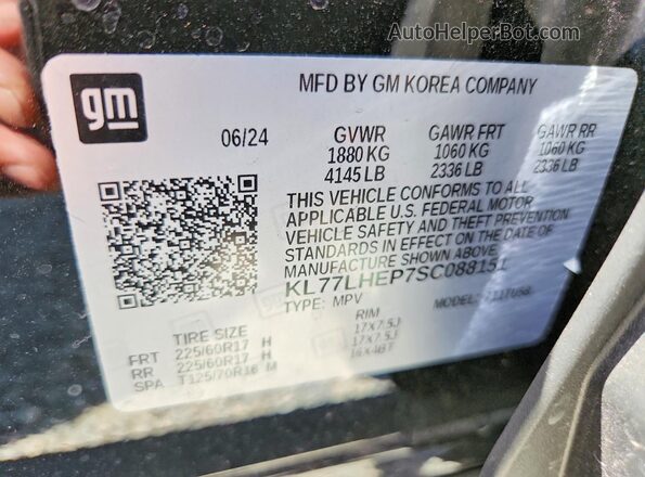 KL77LHEP7SC088151 2025 CHEVROLET TRAX Black Вид наклейки з VIN-кодом